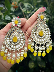 Yellow mirror earrings in Sheesha