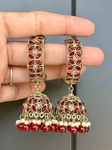 Maroon Colour Jewellery: Maroon colour earrings, Code: E2