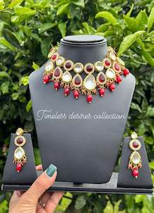 Maroon colour necklace set