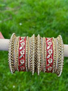 Maroon Rajwadi Style Meenakari bangles set ( set of Both hands )