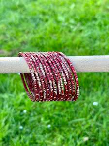 GLASS Bangles in Maroon ( Karwa Chauth Special)