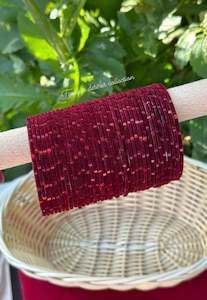 Maroon Colour Jewellery: Maroon Plain velvet bangles pack of 36 bangles