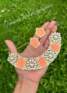 C Orange Colour Jewellery Options: Orange necklace set with earrings