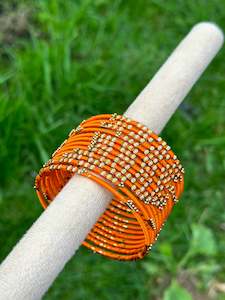 C Orange Colour Jewellery Options: Orange colour thread bangles