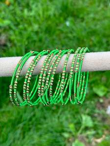 C Green Colour Jewellery Options: Parrot colour thread bangles