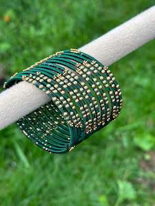 C Green Colour Jewellery Options: thread bangles in bottle green