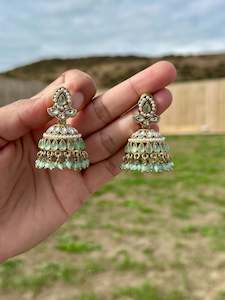 Sky/Mint colour jhumki earrings J16