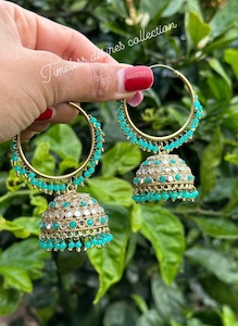 Sky blue ( Andrayi ) Jhumka Waliya earrings in mirror