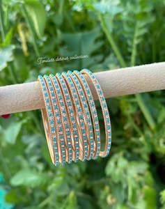 C Sky Blue Colour Jewellery Options: Sky blue kangan bangles set