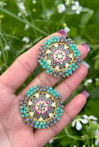 C Sky Blue Colour Jewellery Options: Meenakari studs in gold plating