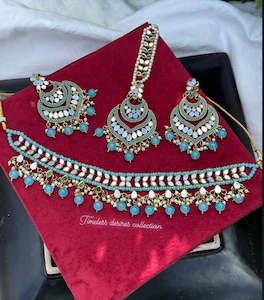 Sky blue or light blue choker / necklace set