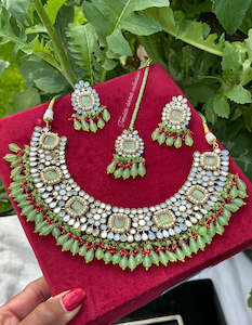 Mint colour choker / necklace set in mirror ( high quality )