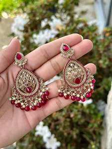 C Hot Pink Colour Jewellery Options: Hot dark pink earrings in Polki - J31