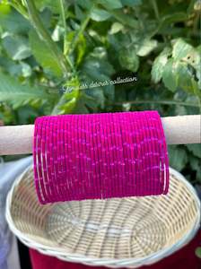 Hot pink Plain velvet bangles pack of 36 bangles