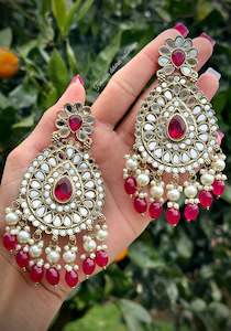 C Hot Pink Colour Jewellery Options: Hot pink earrings in sheesha Mirror