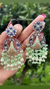 Mint green/blue colour earrings in german silver