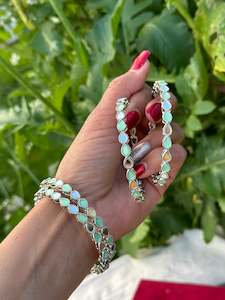 Mint Green Colour Jewellery Options: Mint Kangan / bangles in mirror ( set of 4 )