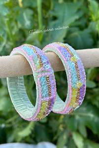 Mint Green Colour Jewellery Options: Multi coloured handmade soft kangan bangles