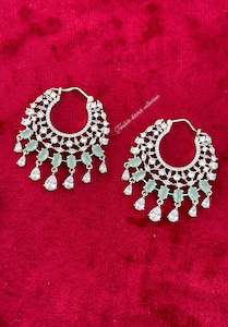 Mint American diamond earrings , Hoops ( waliya )