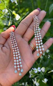 Mint geeen hanging  American diamond earrings