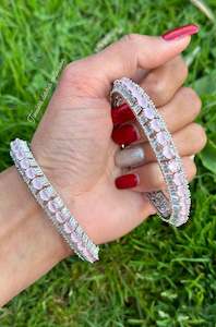 Baby pink American diamond kangan / bangles in silver