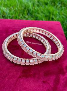 C Baby Pink Colour Jewellery Options: Baby pink American diamond kangan / bangles