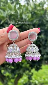 Lavender colour monalisa earrings in silver