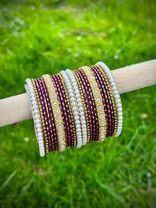 Purple wine Pearl loaded bangles set ( both hands )
