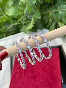 C Purple Colour Jewellery Options: Lavender purple Kangan / bangles in mirror in silver ( set of 4 )