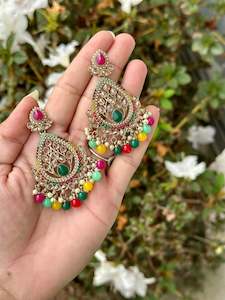 Multi earrings in Polki - J31