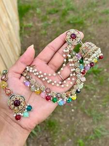 Multi colour bahubali earrings- J24