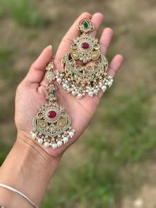 C Multi Coloured Jewellery Options Jewellery: Multi colour earrings with tikka in polki J5