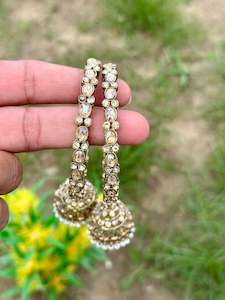 C Golden Colour Jewellery Options: Polki bangles with latkan (set of 2) B13