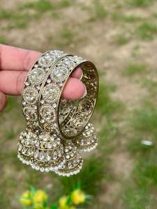 C Golden Colour Jewellery Options: Golden kangan with latkan (set of 2) B10