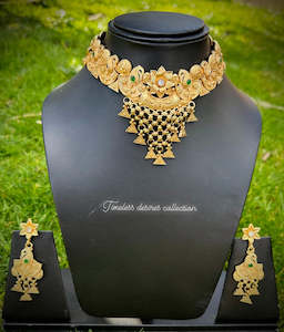 Gold plated Jhalar necklace set in high quality