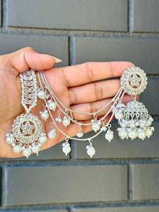 Silver Colour Jewellery Options: Bahubali sahara earrings in silver colour, Code: E9