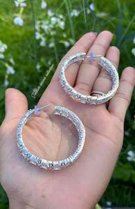 Waliya Collection: Silver American diamond earrings ( Hoops ) Waliya