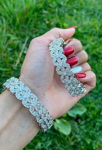 American Diamond: Silver American diamond kangan / bangles