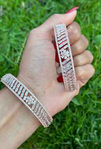 American Diamond: American diamond kangan / bangles in rose golden