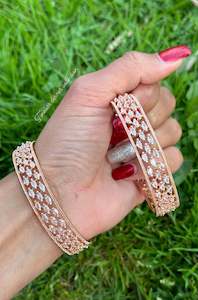 American Diamond: American diamond kangan / bangles in rose golden