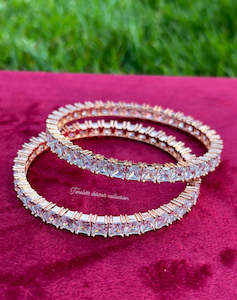 American Diamond: American diamond kangan / bangles in rose golden