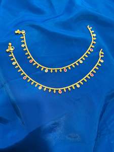 Antiq gold anklets in multi colour - (Code:054)