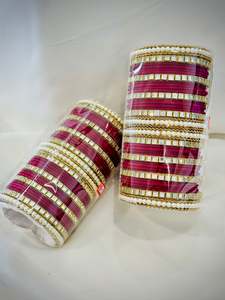 Kundan bangles set ( Premium range ) - Colour: Maroon, ( Code: 030 )
