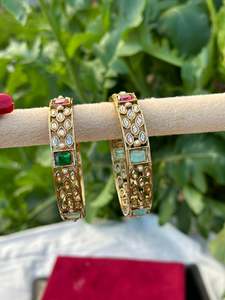 C Multi Coloured Jewellery Options Jewellery: Polki Kangan / bangles in multicolour