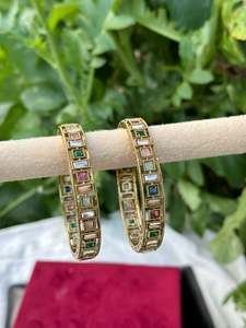 C Multi Coloured Jewellery Options Jewellery: Multi colour Kangan / bangles in polki ( set of 2 )