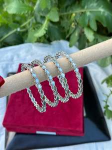 Mirror Kangan / bangles in silver ( set of 4 )