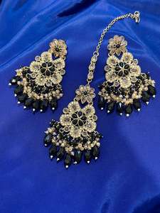 Earrings Collection: Polki earrings, Colour: Black, (Code: X2)