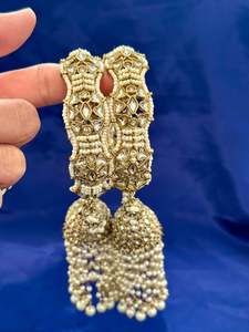 Kada bangle with latkan for both hands, Colour: Gold, (Code:022)