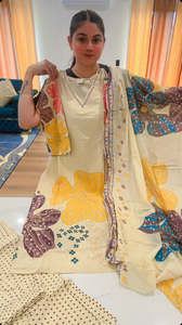 Bindis: Readymade 3 pieces suit with mirror work on the neck (Colour: multi, Code: 169 )