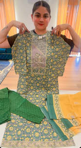 Bindis: Readymade 3 pieces suit, Colour: light green, Code: 166